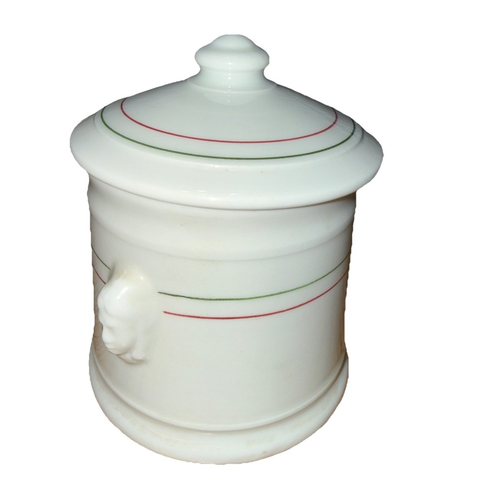 Vintage Shenango China Dish With Decorative Non Circa 1920 Lid 2 Thin Red/Green